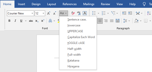 Capitalization options for screenplay formatting in Microsoft Word