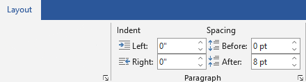 Indentation options for screenplay formatting in Microsoft Word