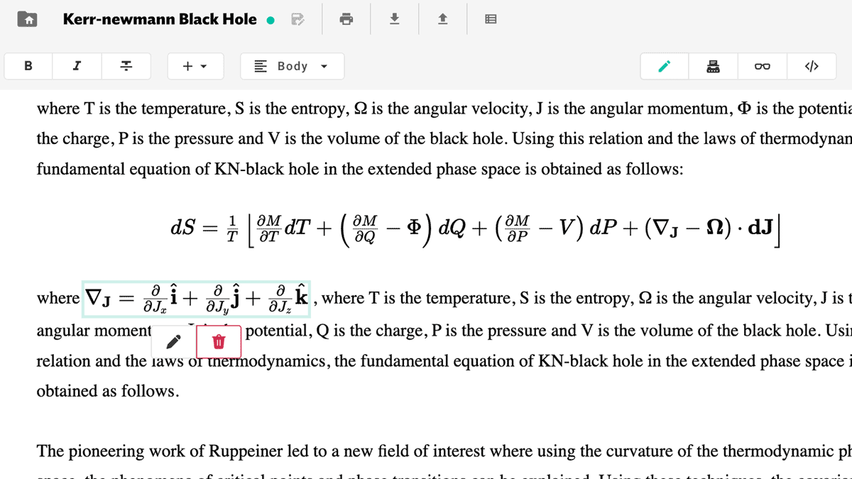 The new update offers in-line TeX equation that does not take up an entire block or line.