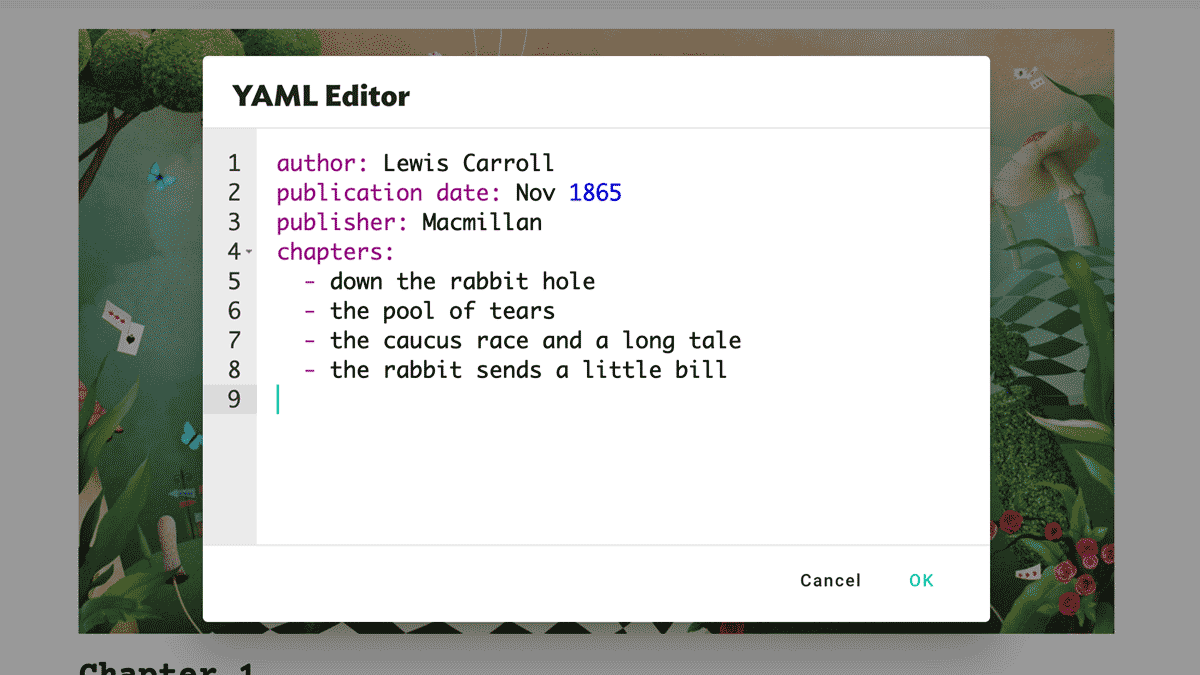 The new YAML code editor function that is available with JotterPad 14.