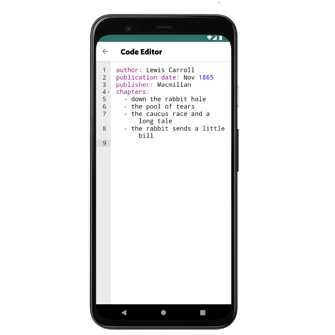 The YAML code editor function that is available with JotterPad 14.