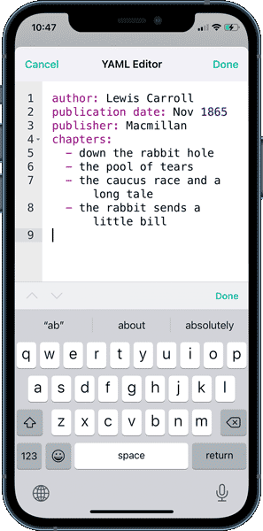 The YAML editor enables you to add important information into your document, without it being visible in your main body.