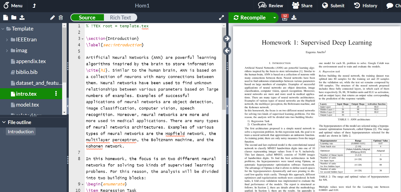 Example of LaTeX document in Overleaf.