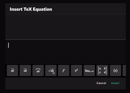 Insert TeX equations seamlessly into your documents.