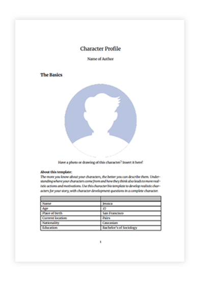 JotterPad's character profile template that you can fill in and build your character with ease.