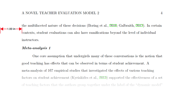 The 1-inch margins that are to be included in APA papers.