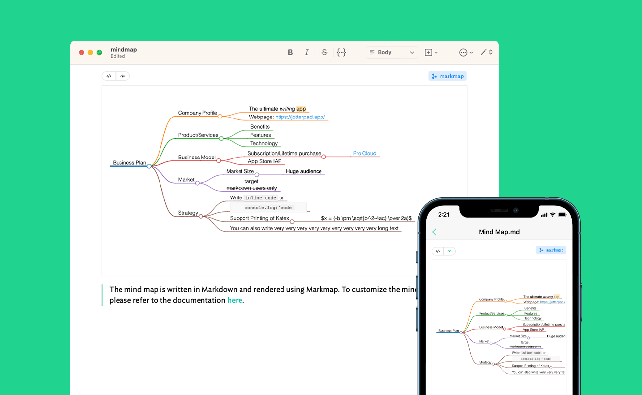 JotterPad Updates: Create Mind Maps with Markdown - September 2022
